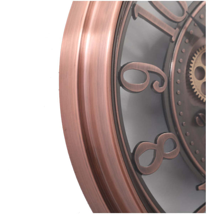 Chilli Decor Windsor Industrial Copper Wash Iron Moving Gears Wall Clock 55cm TQ-Y693 5