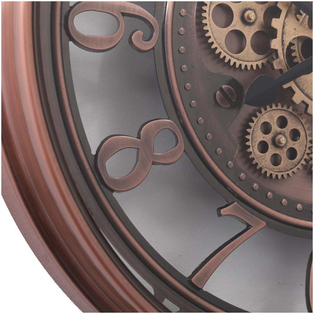 Chilli Decor Windsor Industrial Copper Wash Iron Moving Gears Wall Clock 55cm TQ-Y693 6