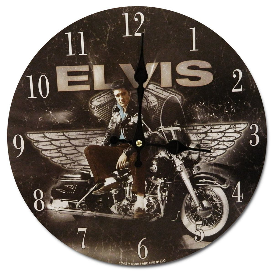 Collectables Elvis Presley On Motorbike Wall Clock 30cm OPWC8779 1