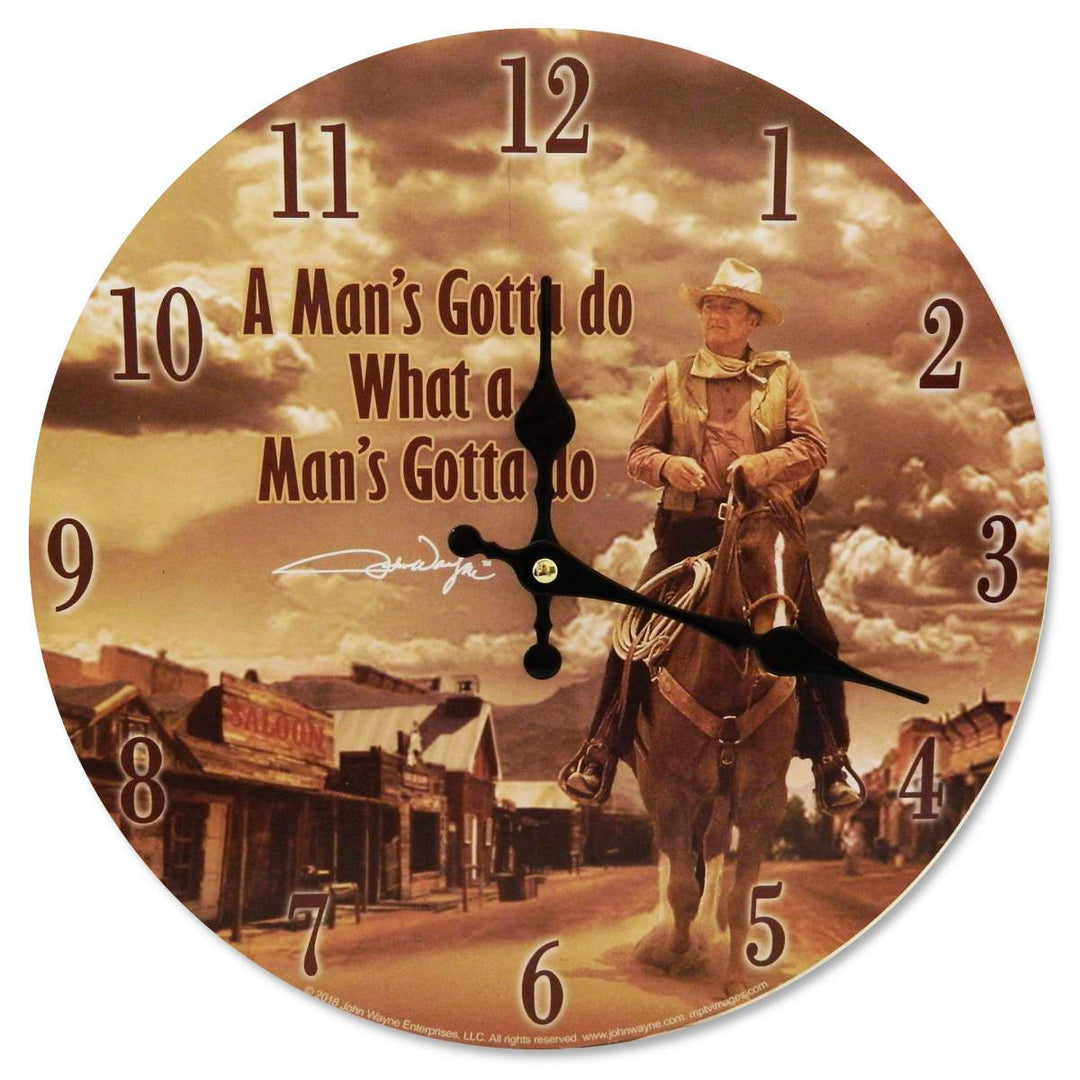 Collectables John Wayne Mans Gotta Do Wall Clock 30cm OPWC55757 1
