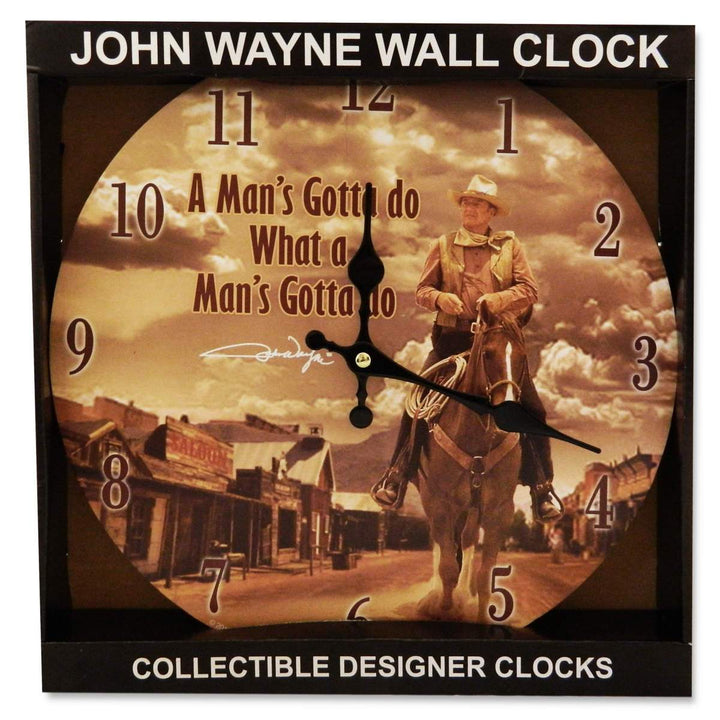 Collectables John Wayne Mans Gotta Do Wall Clock 30cm OPWC55757 2