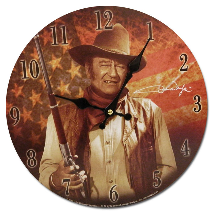 Collectables John Wayne US Flag Wall Clock 30cm OPWC55756 1
