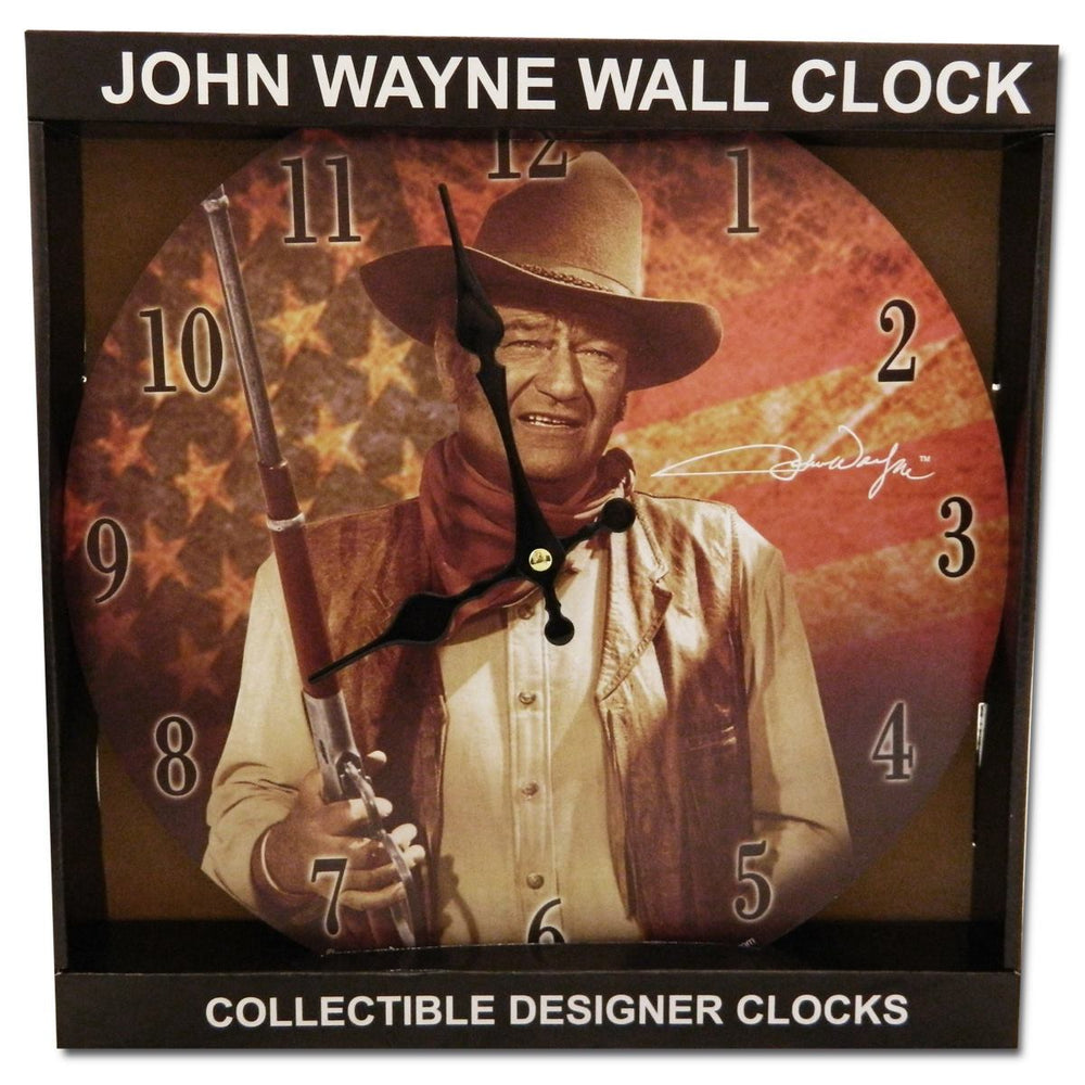 Collectables John Wayne US Flag Wall Clock 30cm OPWC55756 2