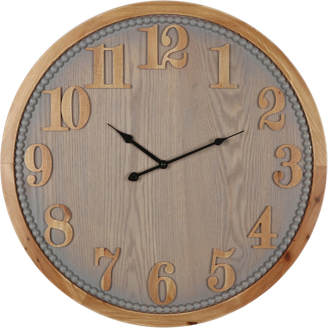 Contemporary Grey Timber Wall Clock 60cm 56008CLK 1