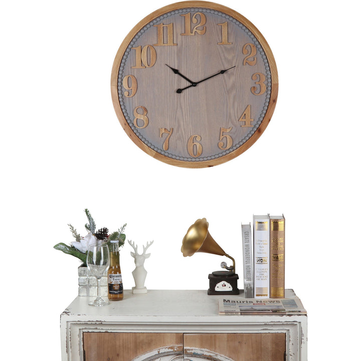 Contemporary Grey Timber Wall Clock 60cm 56008CLK 4