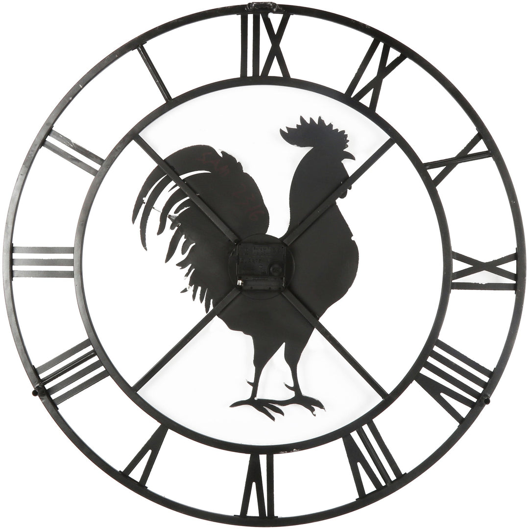 Country Rooster Skeleton Floating Roman Wall Clock 60cm 56012CLK 3