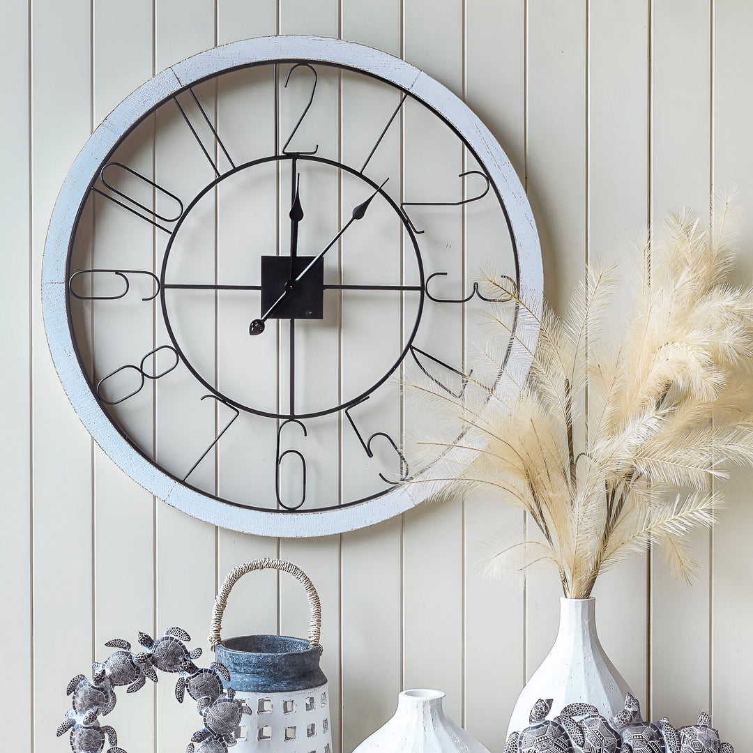 Darlin Bentley Whitewashed Skeleton Wall Clock 80cm CL20002 1