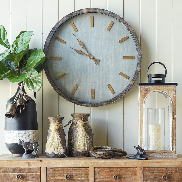 Darlin Olivia Shabby Chic All Timber Wall Clock 60cm CL21324 1