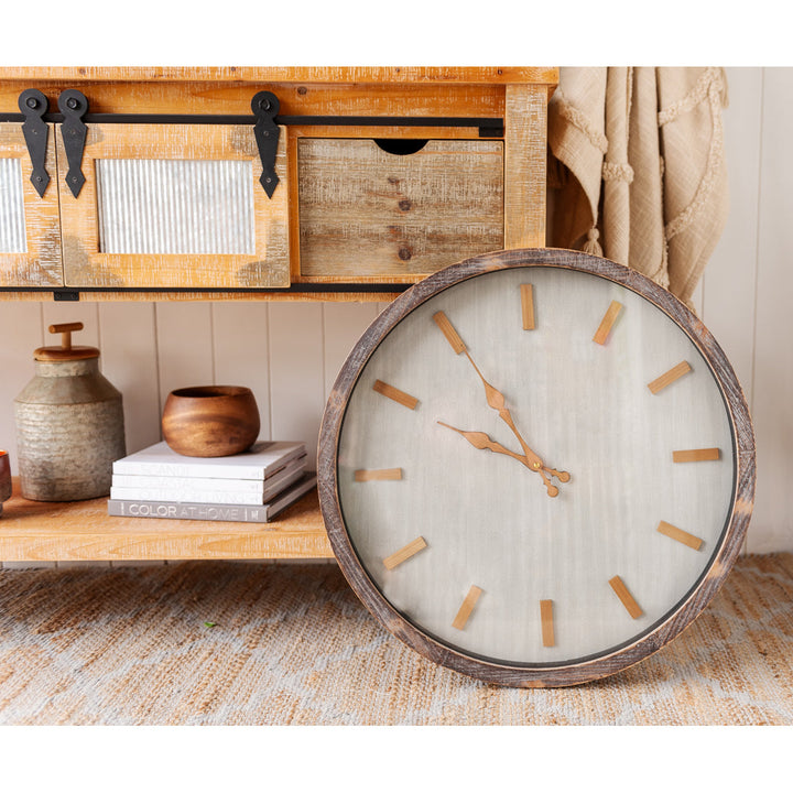 Darlin Olivia Shabby Chic All Timber Wall Clock 60cm CL21324 5