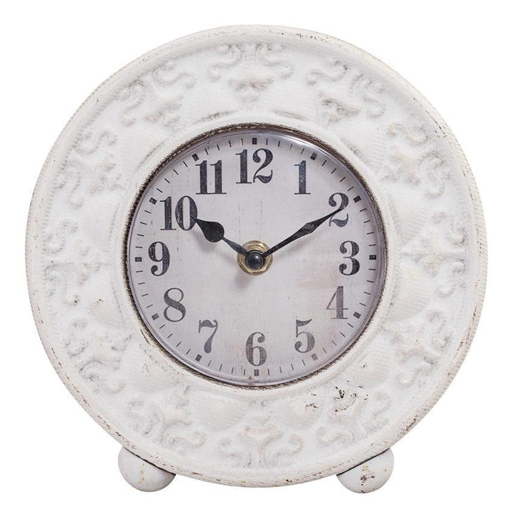 Debonaire Elegant Carved Wood Desk Clock White 18cm CL193-White 1