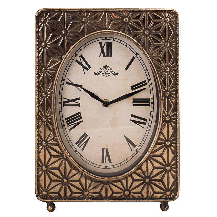 Debonaire Ora Round Face Pressed Metal Desk Clock 32cm CL142-Or 1