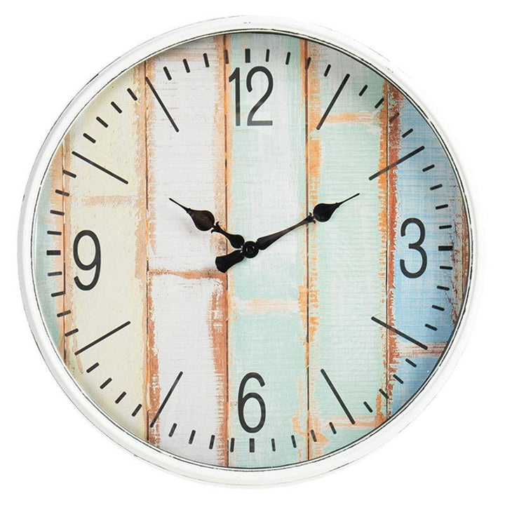 Debonaire Pastel Rustic Boards Metal Wall Clock 41cm CL675-Pastel 1