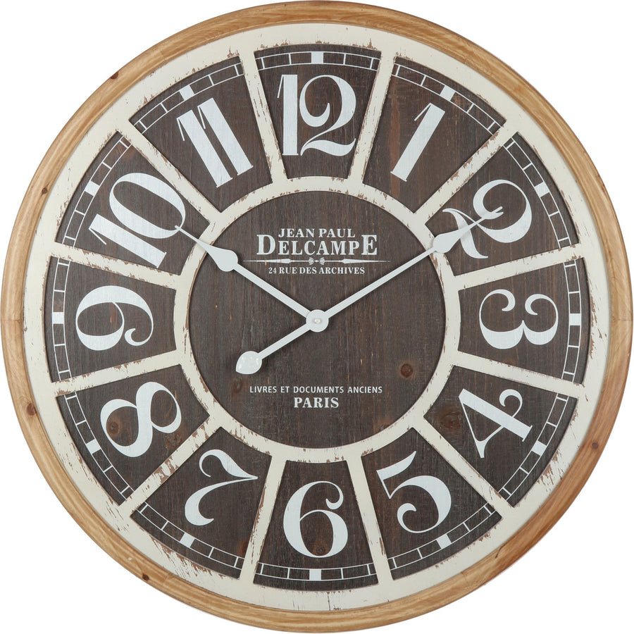 Distressed Grid Wooden Wall Clock 68cm 56002CLK 1