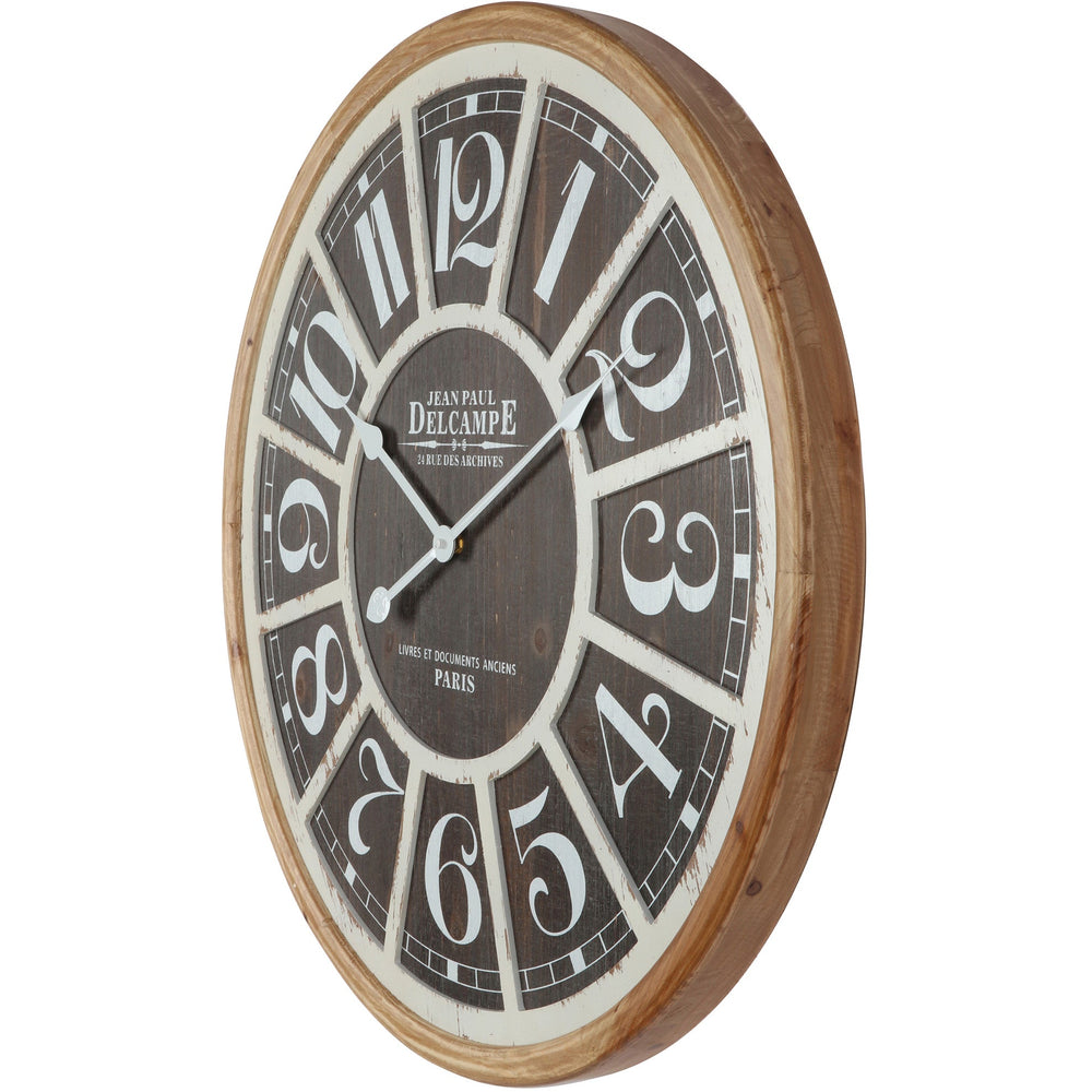Distressed Grid Wooden Wall Clock 68cm 56002CLK 2