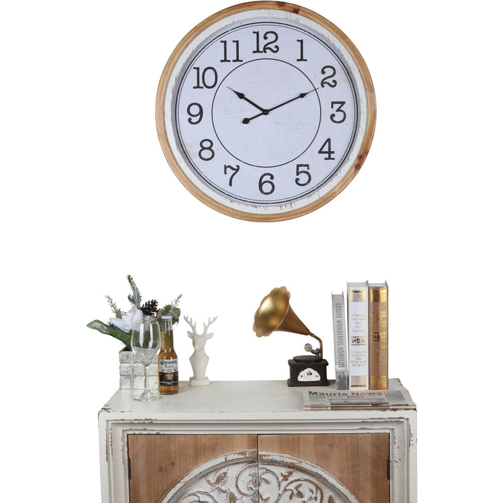 Distressed Nordic Wooden Glass Face Wall Clock 60cm 56005CLK 4