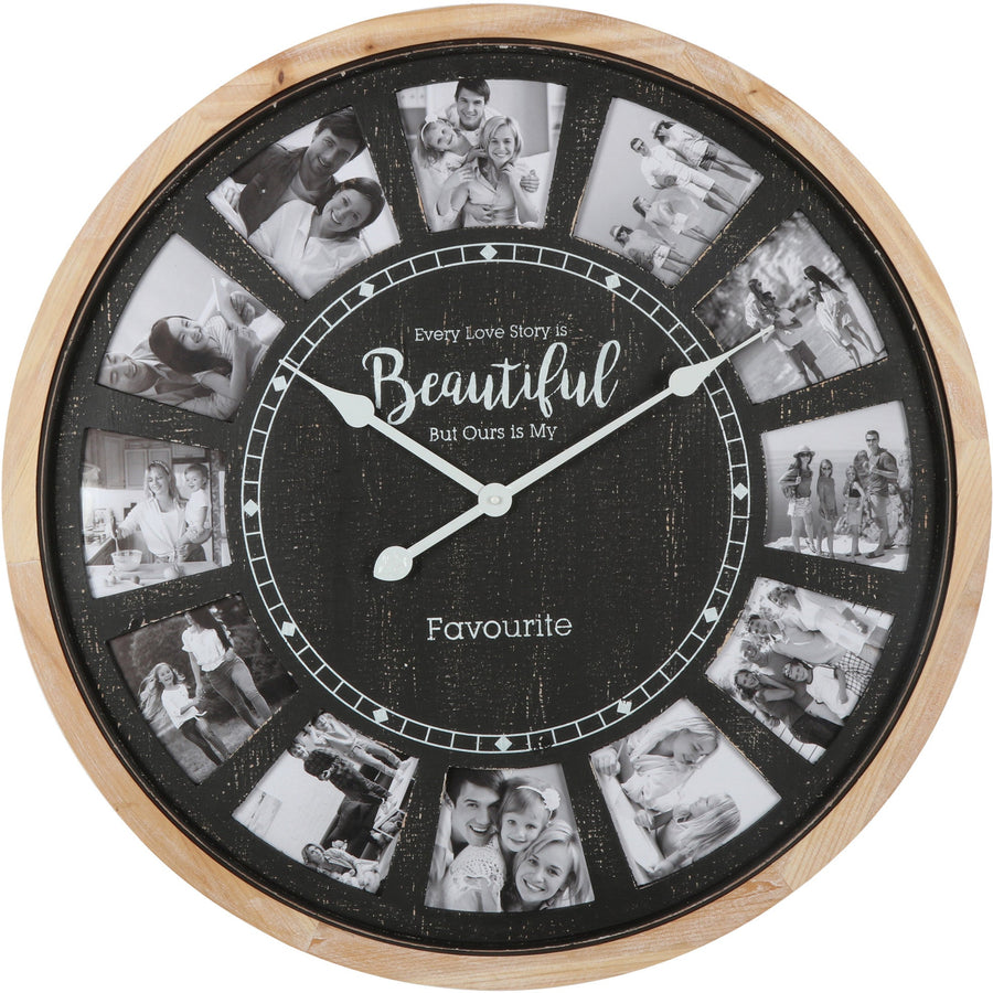 Distressed Photo Gallery Collage Wall Clock 70cm 56004CLK 1