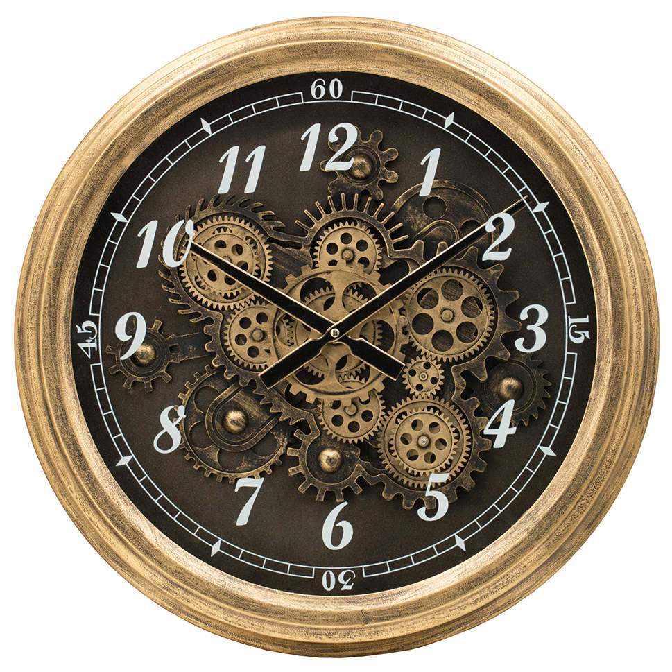 Divinity Intricate Gold Moving Cogs Wall Clock 53cm 48063 2