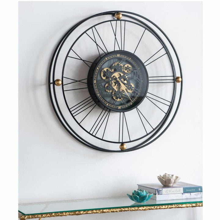 Divinity Traveler Floating Roman Metal Moving Gears Wall Clock 80cm 78666DS 6