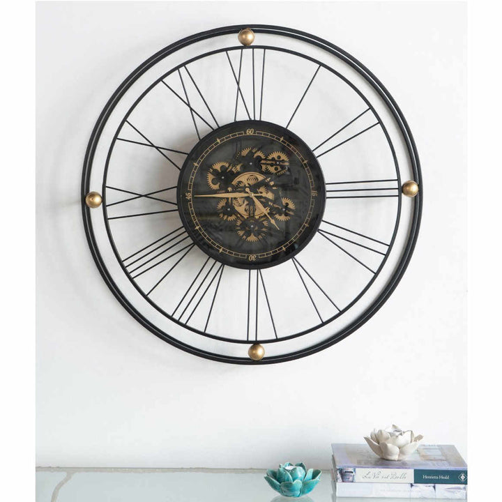 Divinity Traveler Floating Roman Metal Moving Gears Wall Clock 80cm 78666DS 7