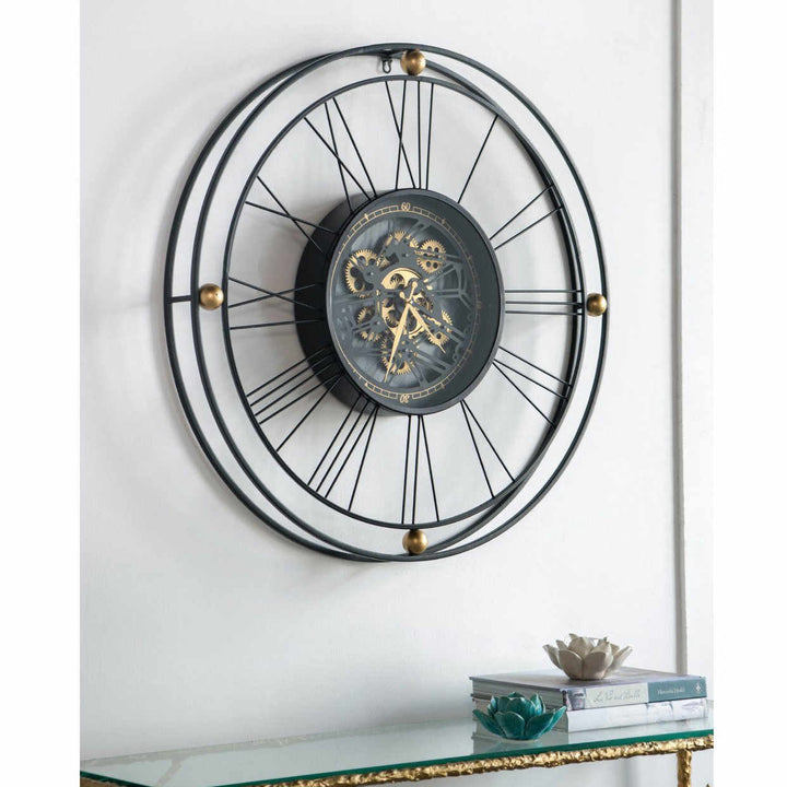 Divinity Traveler Floating Roman Metal Moving Gears Wall Clock 80cm 78666DS 8
