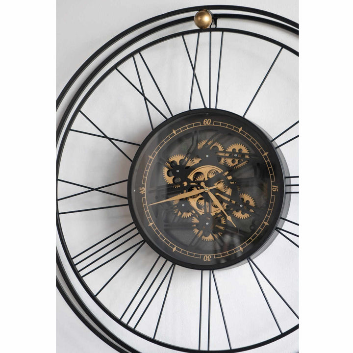 Divinity Traveler Floating Roman Metal Moving Gears Wall Clock 80cm 78666DS 9