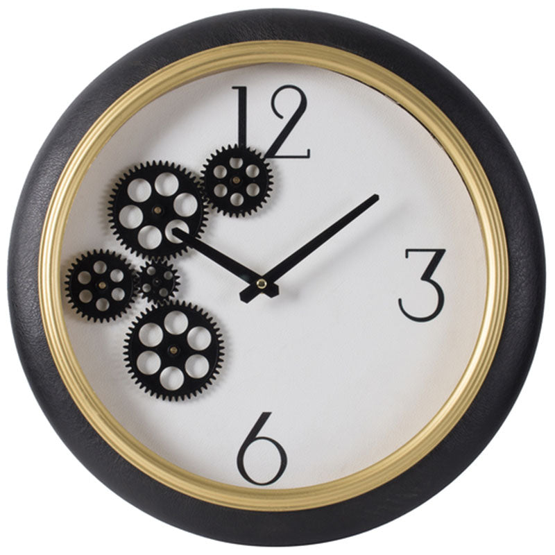 Elegant Designs Braedon Rotating Gears Minimalist Wall Clock Black and Gold 52cm 20811 1