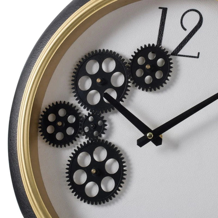 Elegant Designs Braedon Rotating Gears Minimalist Wall Clock Black and Gold 52cm 20811 3