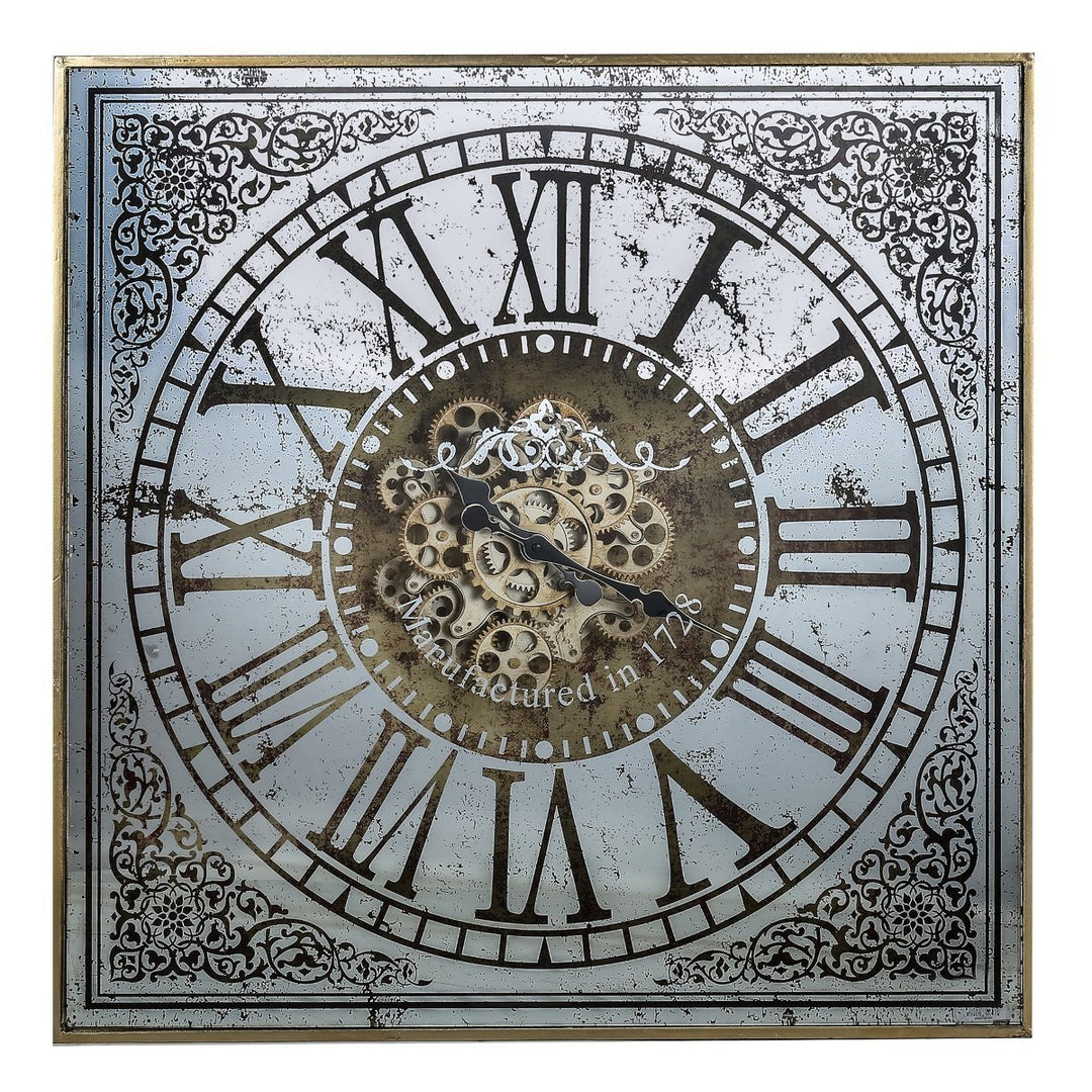 Sawyer Moving Cogs Mirror Metal Wall Clock 82cm Front 38536