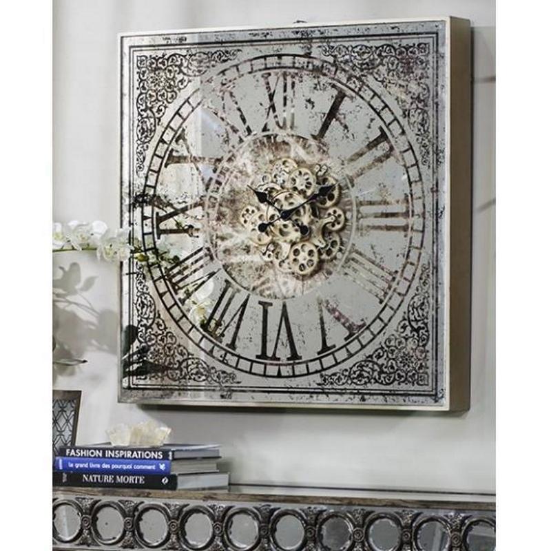 Sawyer Moving Cogs Mirror Metal Wall Clock 82cm Glamour 38536