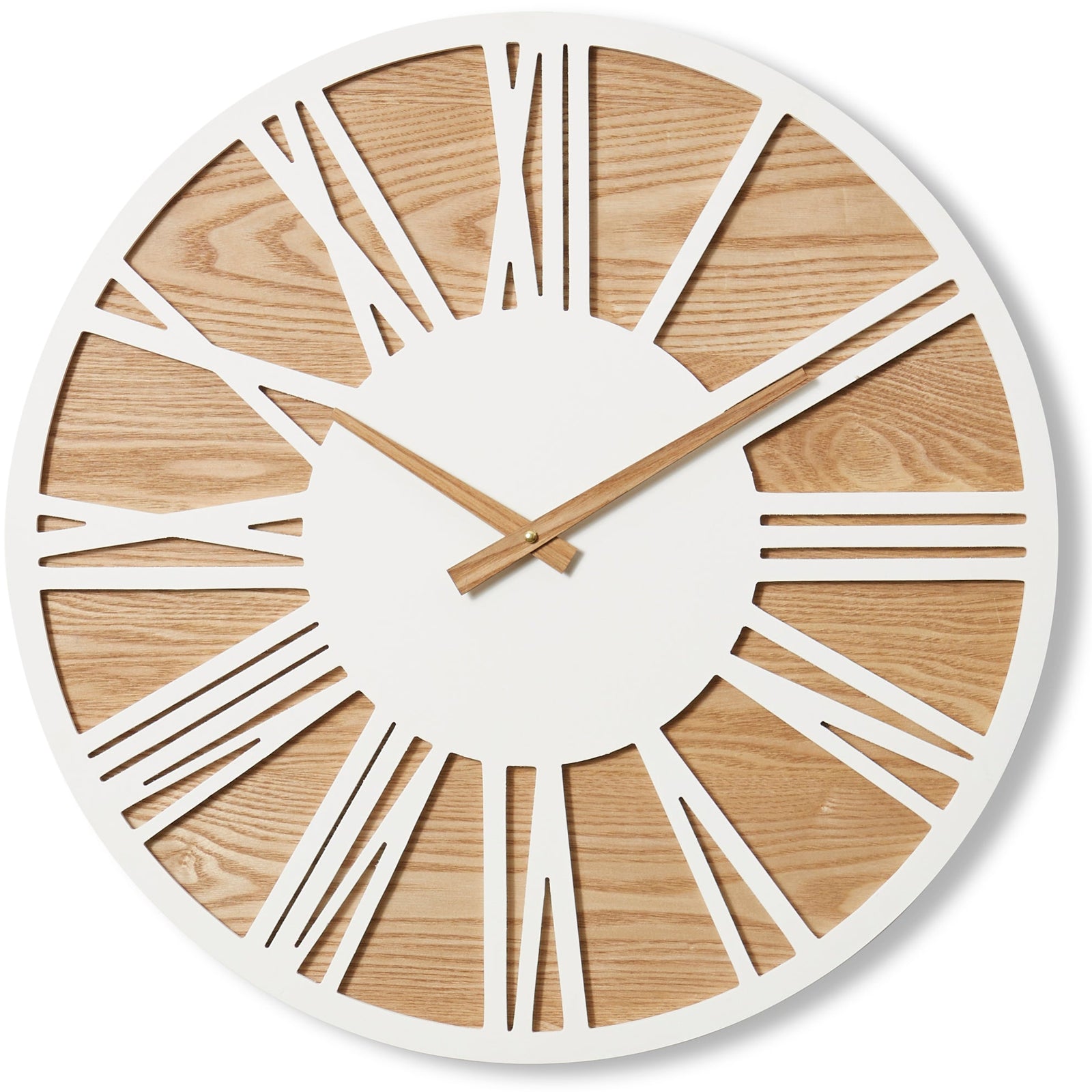 Elme Living Bennet Wood Metal Skeleton Floating Roman Wall Clock White 60cm WL.026.WH 1