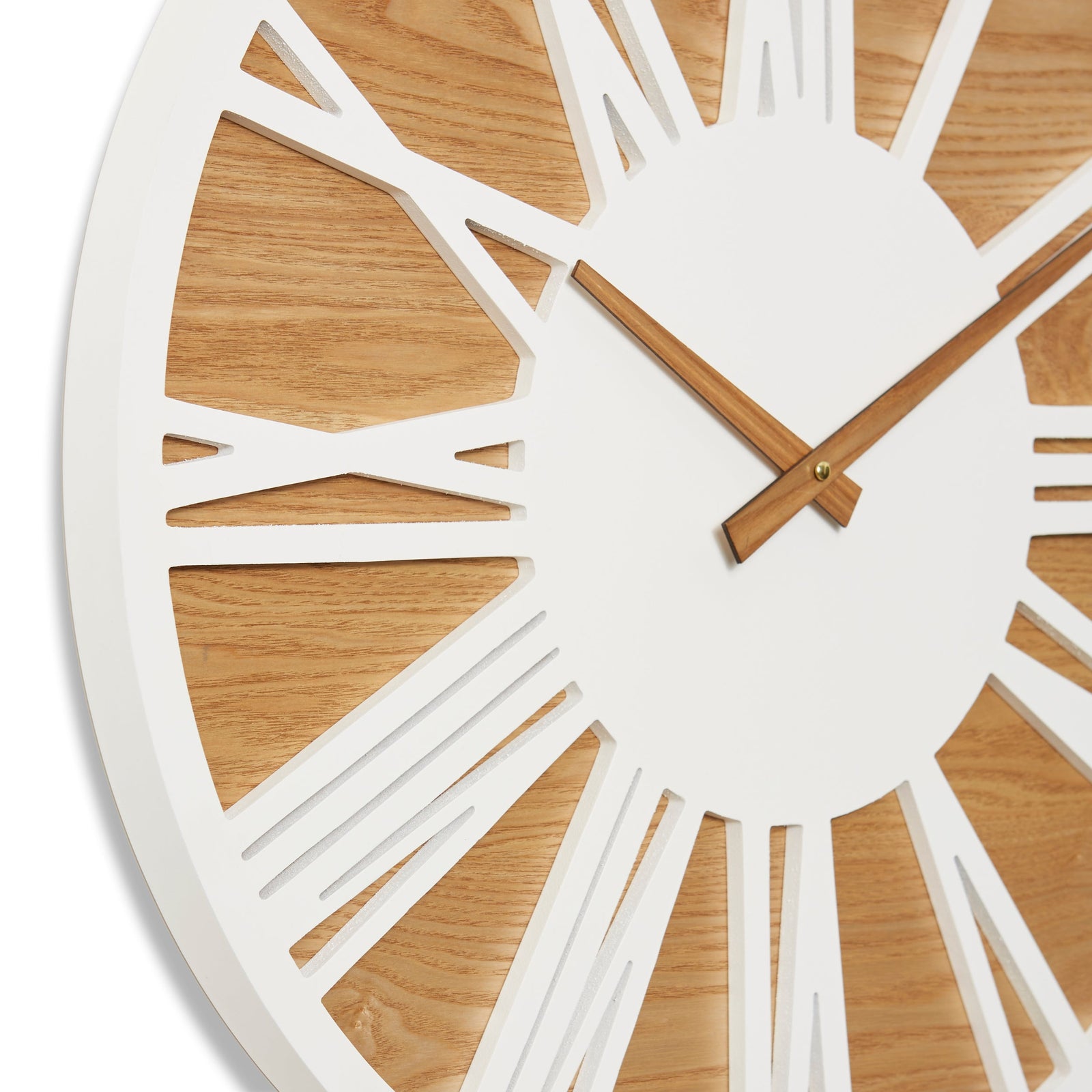 Elme Living Bennet Wood Metal Skeleton Floating Roman Wall Clock White 60cm WL.026.WH 2