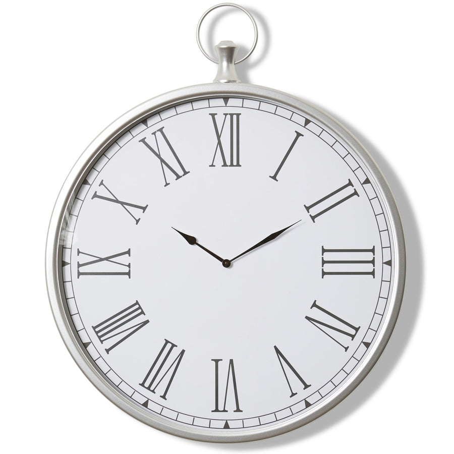 Elme Living Bentley FOB Watch Classic Silver Metal White Wall Clock 85cm WL.027.SV 1