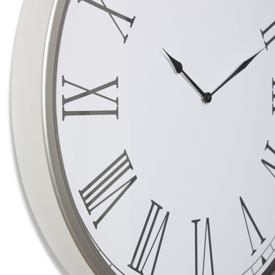 Elme Living Bentley FOB Watch Classic Silver Metal White Wall Clock 85cm WL.027.SV 2
