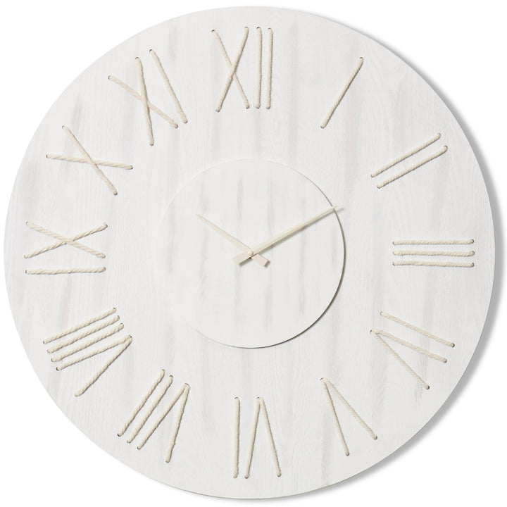 Elme Living Camden Rustic Wooden Rope Roman Wall Clock White Wash 68cm WL.017.WH 1