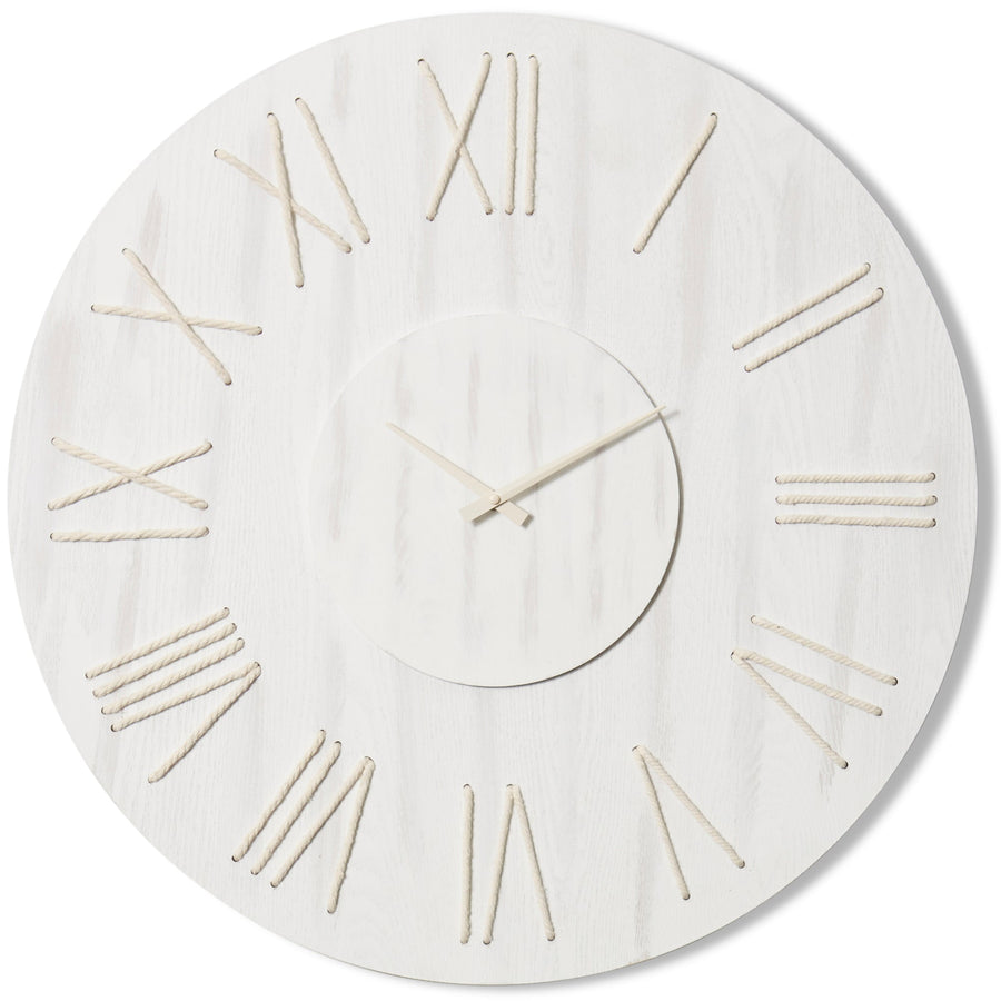 Elme Living Camden Rustic Wooden Rope Roman Wall Clock White Wash 68cm WL.017.WH 1