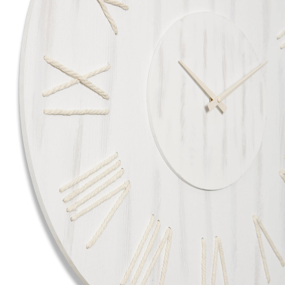 Elme Living Camden Rustic Wooden Rope Roman Wall Clock White Wash 68cm WL.017.WH 2