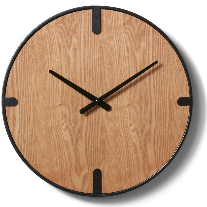 Elme Living Edison Minimal Iron Wood Wall Clock Black 45cm WL.009.BK 1