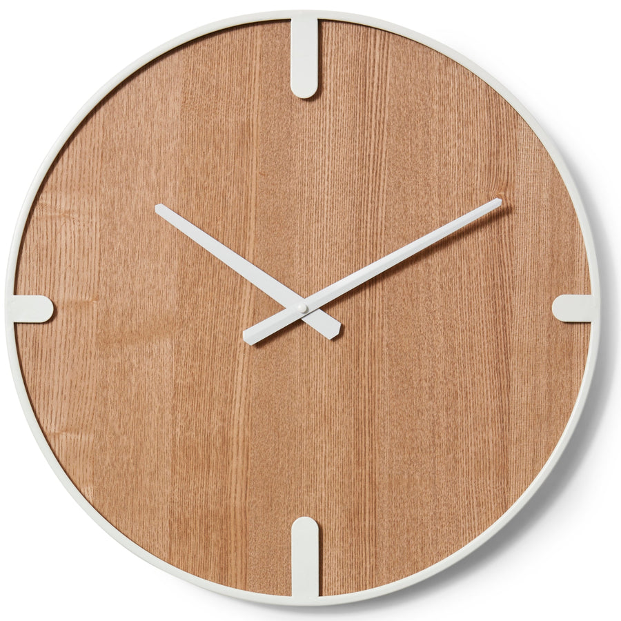 Elme Living Edison Minimal Iron Wood Wall Clock White 45cm WL.009.WH 1
