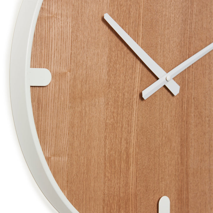 Elme Living Edison Minimal Iron Wood Wall Clock White 45cm WL.009.WH 2