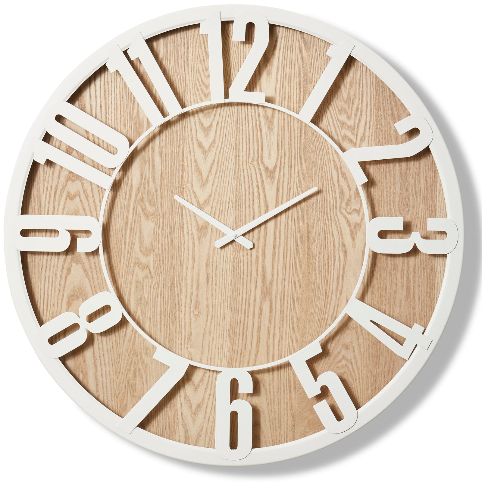 Elme Living Hadley Wood White Metal Skeleton Numbers Wall Clock 80cm WL.031.NT 1