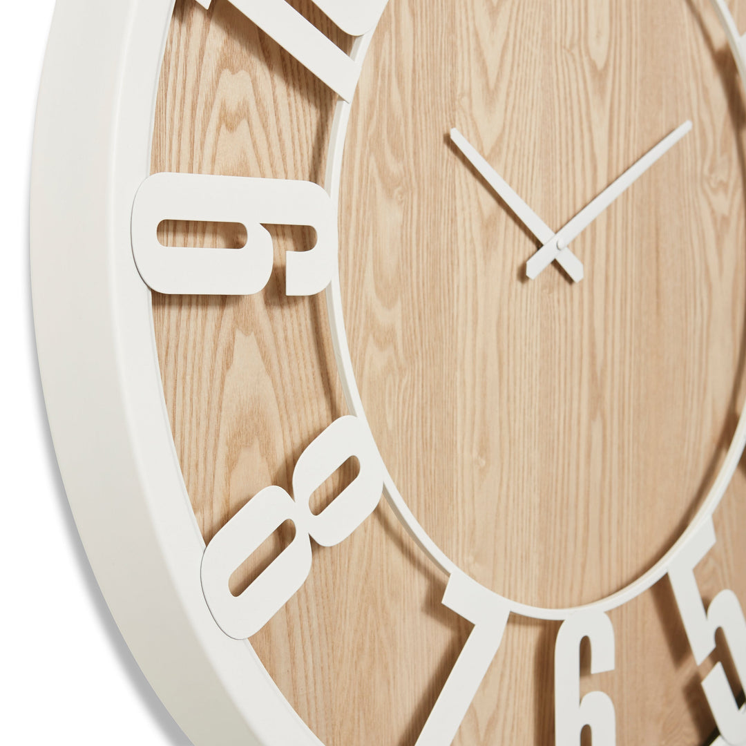 Elme Living Hadley Wood White Metal Skeleton Numbers Wall Clock 80cm WL.031.NT 2
