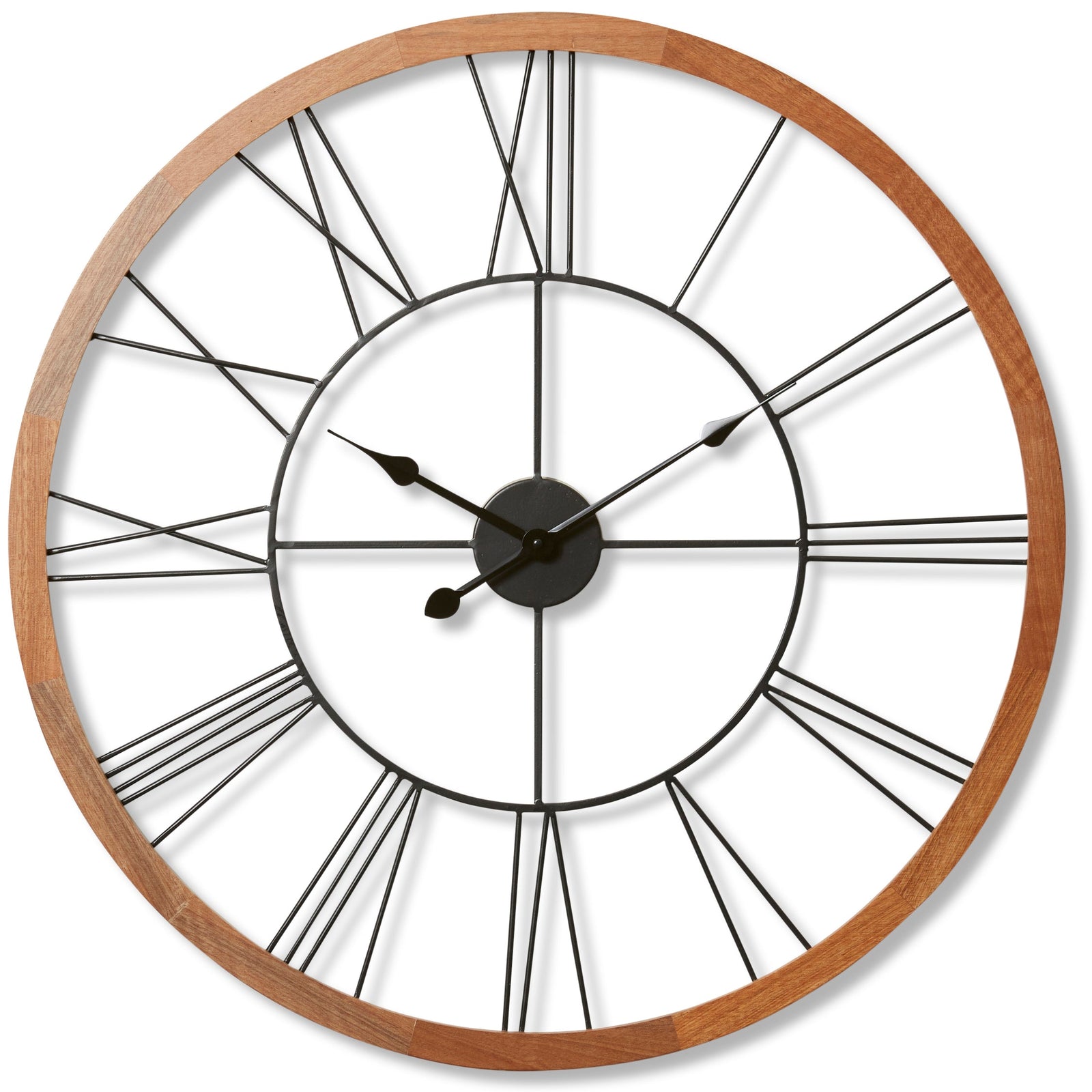 Elme Living Kent Wooden Frame Metal Skeleton Floating Roman Wall Clock 80cm WL.030.NT 1