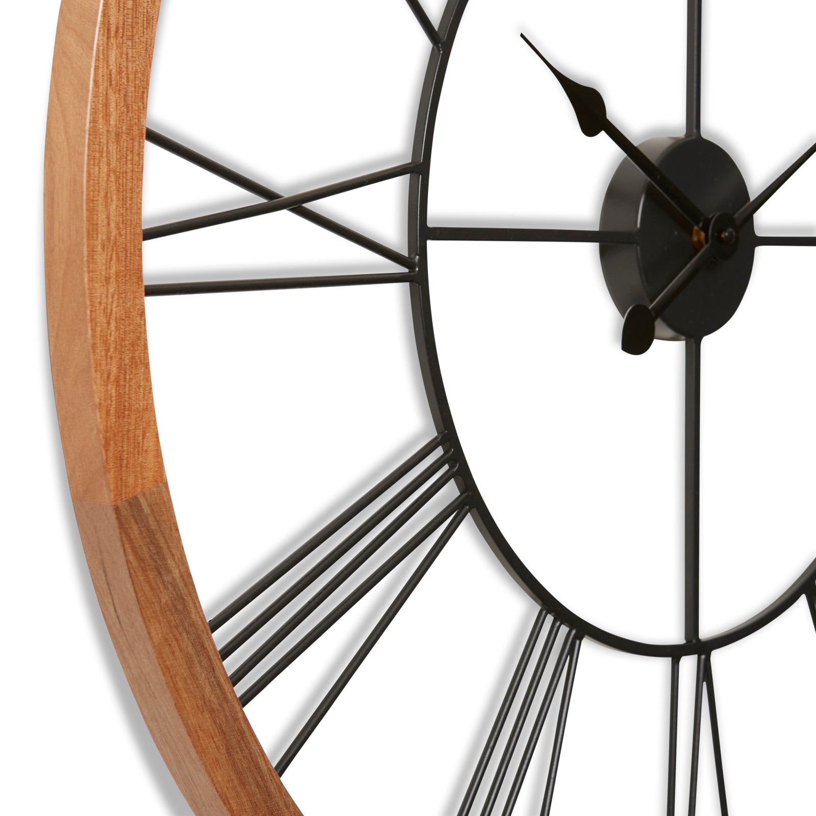 Elme Living Kent Wooden Frame Metal Skeleton Floating Roman Wall Clock 80cm WL.030.NT 2