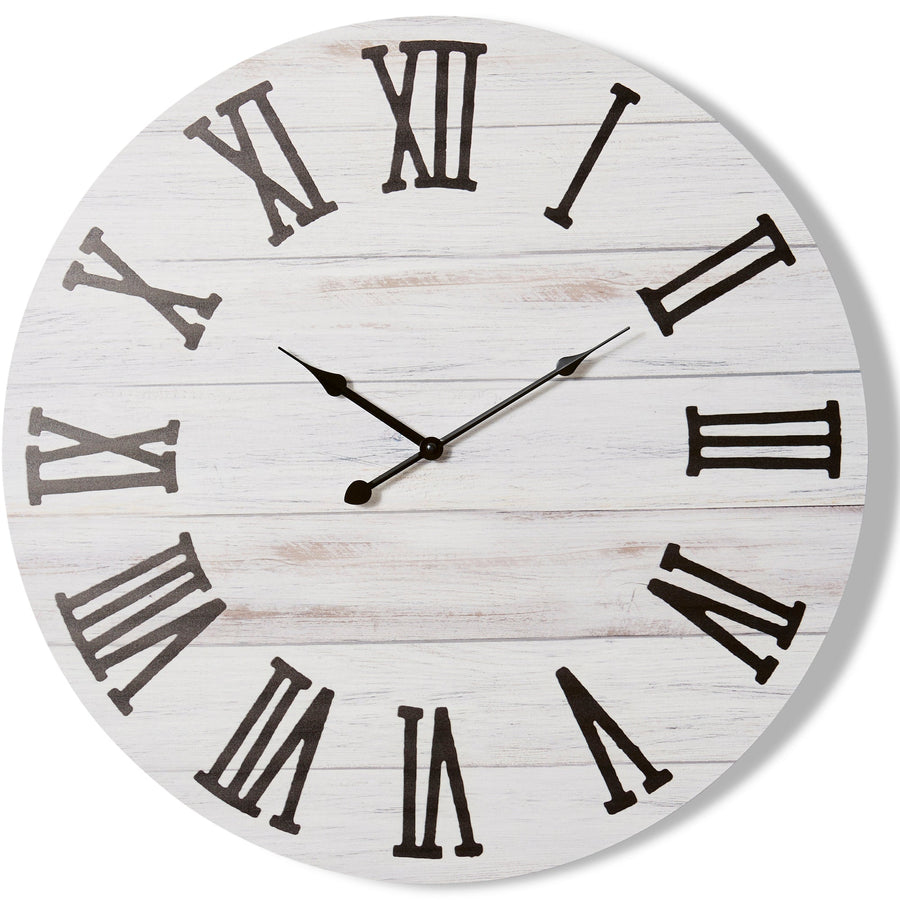 Elme Living Sullivan Wooden Panels Wall Clock White 60cm WL.013.WH 1