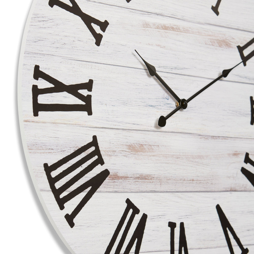 Elme Living Sullivan Wooden Panels Wall Clock White 60cm WL.013.WH 2