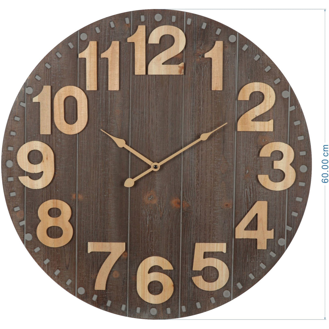 Emporium Slatted Aged Wood Wall Clock 60cm 56000CLK 5