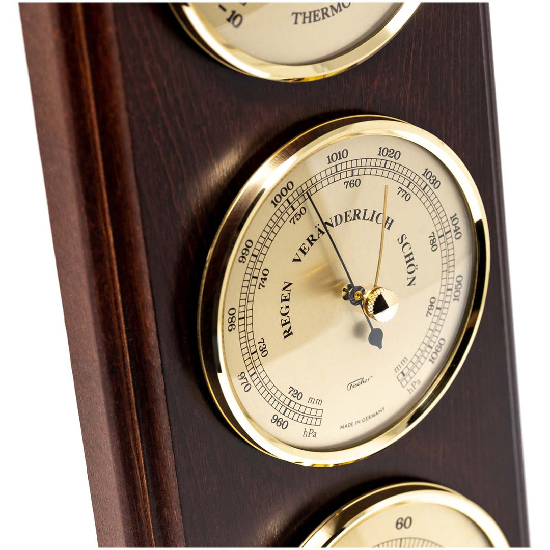 Fischer Martin Sheraton Polished Brass Weather Station Mahogany 40cm 9178-22 4