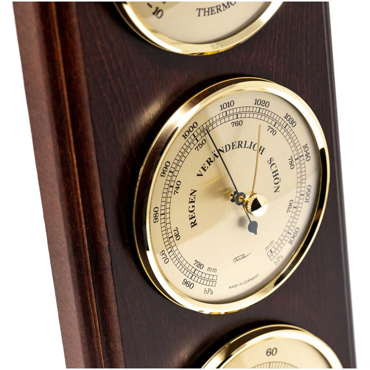 Fischer Martin Sheraton Polished Brass Weather Station Mahogany 40cm 9178-22 4