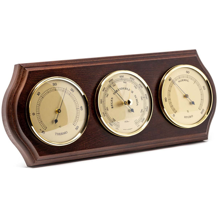 Fischer Martin Sheraton Polished Brass Weather Station Mahogany 40cm 9178-22 6