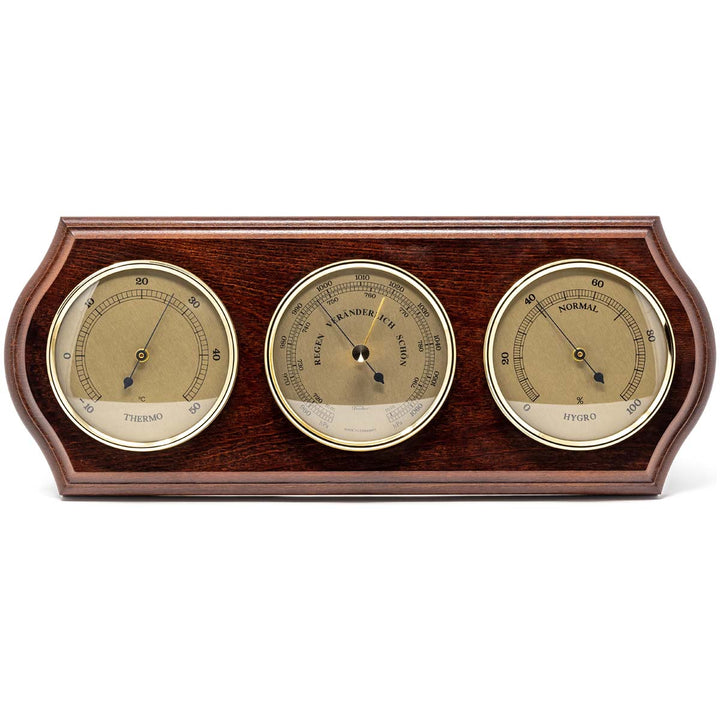 Fischer Martin Sheraton Polished Brass Weather Station Mahogany 40cm 9178-22 7